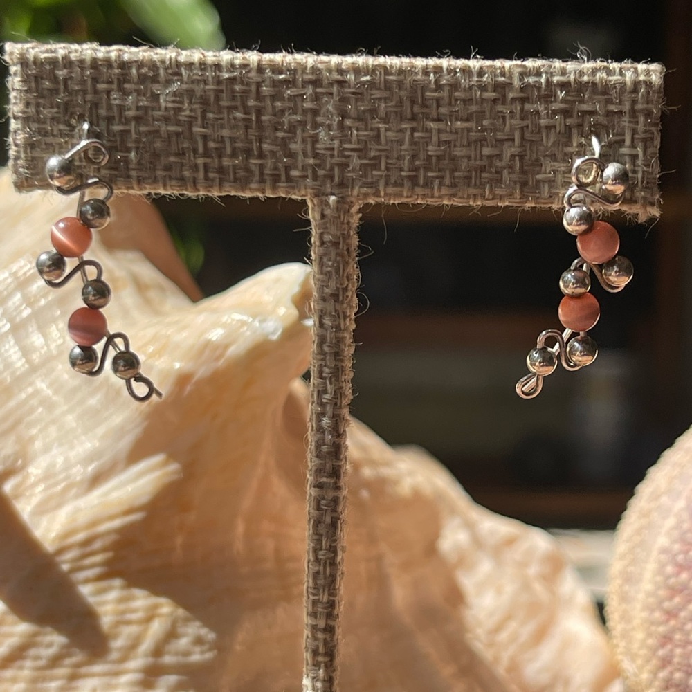 Rhodochrosite & Sterling Silver Earrings